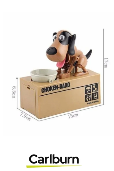 Özel Üretim Dekoratif 500 Demir Para Kapasiteli Pilli Para Yiyen Köpek Kumbara 16x15x8cm - 4