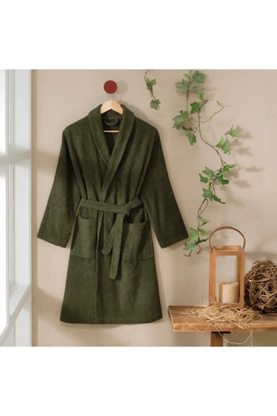 TAÇ ŞALYAKA PAMUK BORNOZ HAKİ L/XL- ürün görseli 1