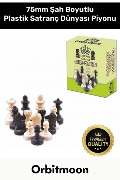 Premium Seri Şah Boyu 75mm Eksik Takımı Tamamlama Uyumlu Orta Plastik Satranç Dünyası Piyonu