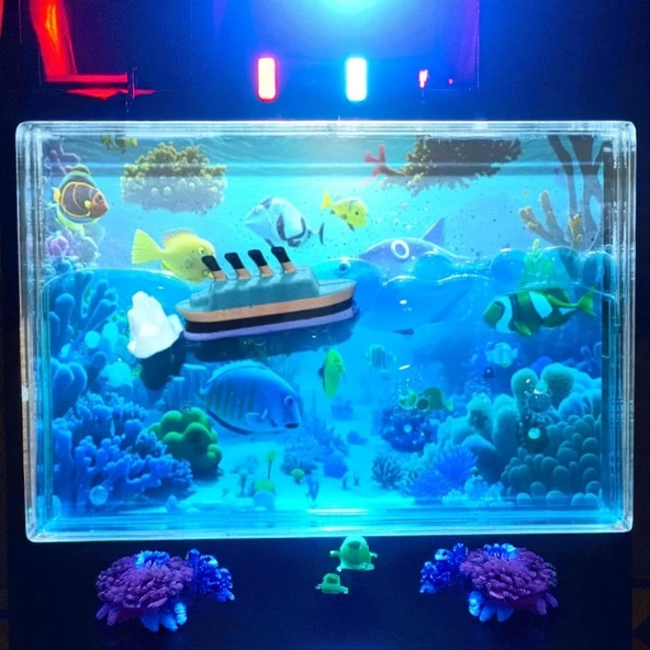 VIP AKVARYUM DÜNYASI BÜYÜK BOY BATMAYAN TİTANİK CRUİSE GEMİSİ SULU DALGALANAN GEMİ TITANIC CRUISE - 4