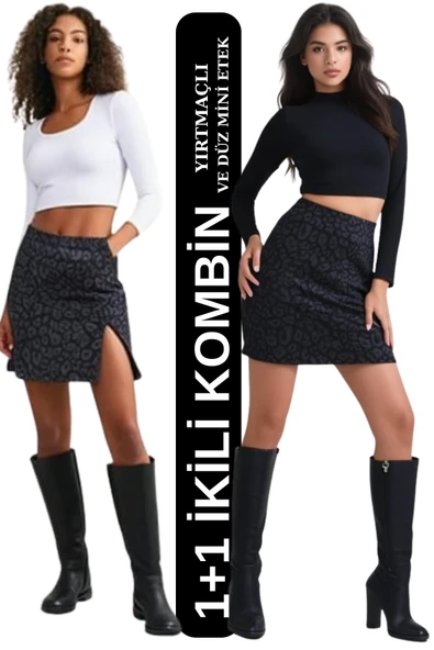 1+1 Yırtmaçlı Ve Yırtmaçsız Mini Etek