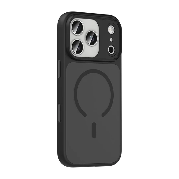 Apple iPhone 17 Pro Kılıf Mat Arka Yüzey Wireless Şarj Özellikli Zore Flet M-safe Kapak - Resim 2