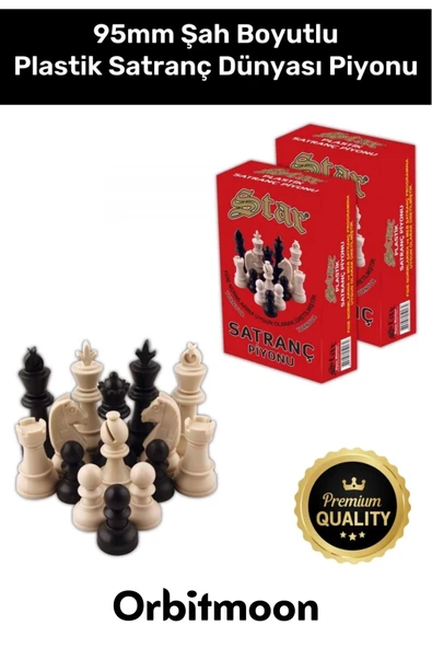 Premium Seri Şah Boyu 95mm Eksik Takımı Tamamlama Uyumlu Orta Plastik Satranç Dünyası Piyonu
