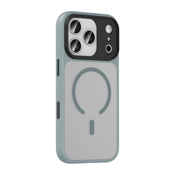 Apple iPhone 17 Pro Kılıf Mat Arka Yüzey Wireless Şarj Özellikli Zore Flet M-safe Kapak - Resim 3