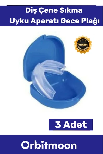 Premium Özel Seri Gece Plağı Çene Diş Sıkma Gıcırdatma Önleyici Koruyucu Diş Aparatı 3 Adet