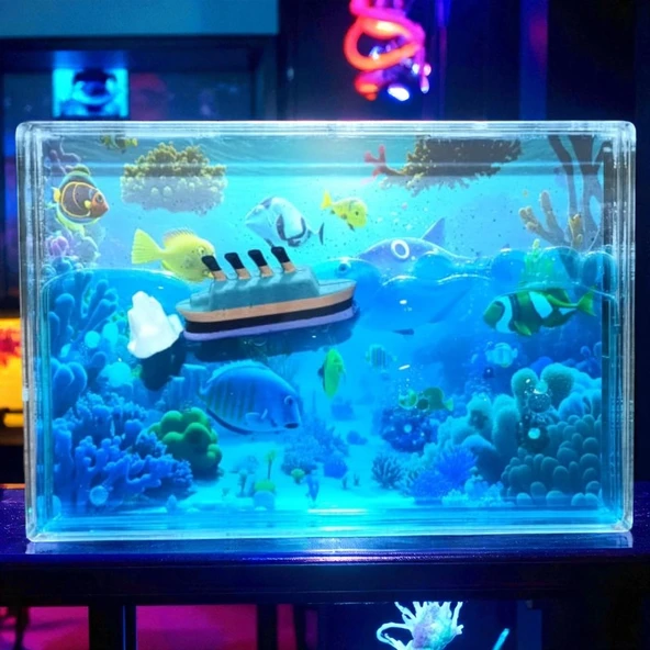 VIP AKVARYUM DÜNYASI BÜYÜK BOY BATMAYAN TİTANİK CRUİSE GEMİSİ SULU DALGALANAN GEMİ TITANIC CRUISE - 3