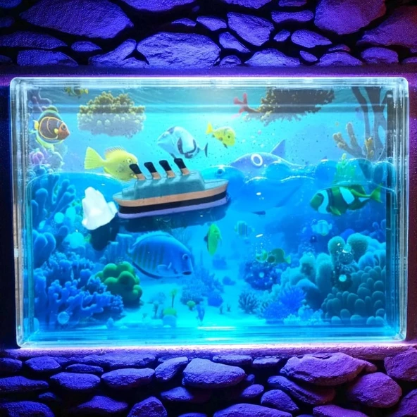 VIP AKVARYUM DÜNYASI BÜYÜK BOY BATMAYAN TİTANİK CRUİSE GEMİSİ SULU DALGALANAN GEMİ TITANIC CRUISE