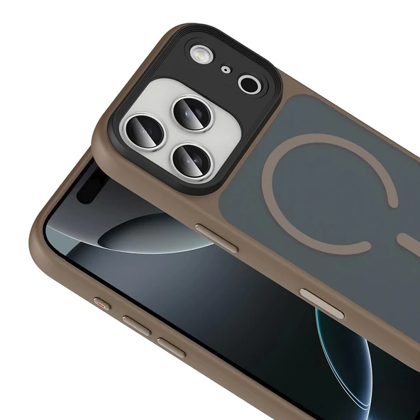 Apple iPhone 17 Pro Kılıf Mat Arka Yüzey Wireless Şarj Özellikli Zore Flet M-safe Kapak - Resim 9