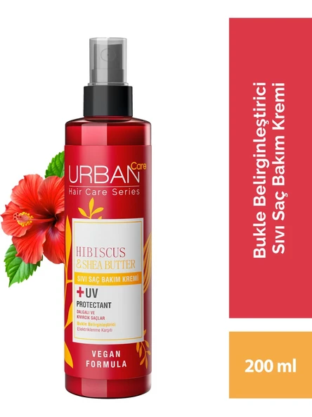 Urban Care Hibiscus&Shea Butter Kıvırcık ve Dalgalı Saçlara Özel Sıvı Saç Bakım Kremi-200 ML