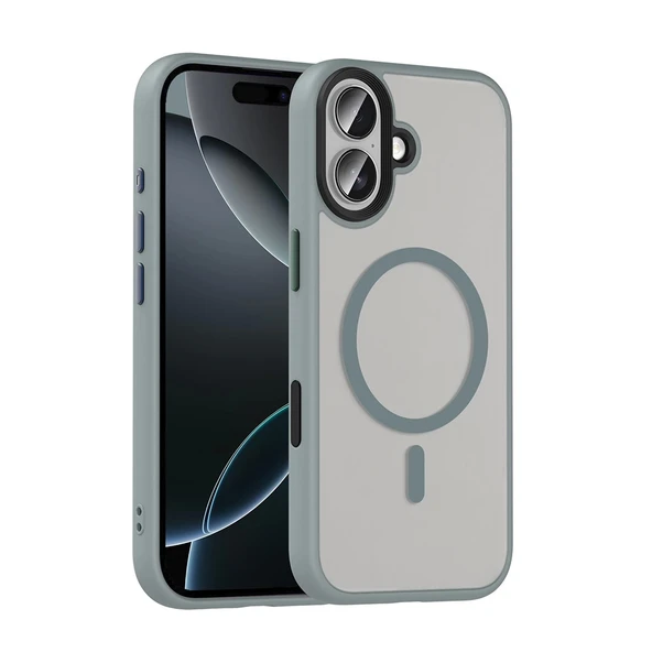 Apple iPhone 17 Kılıf Mat Arka Yüzey Wireless Şarj Özellikli Zore Flet M-safe Kapak ürün görseli