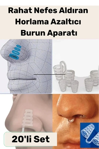 Yeni Seri Rahatlatıcı Uyku Önleyici Horlama Azaltıcı Nefes Alıp Verme Burun Delik Aparatı 20'li Set - 1