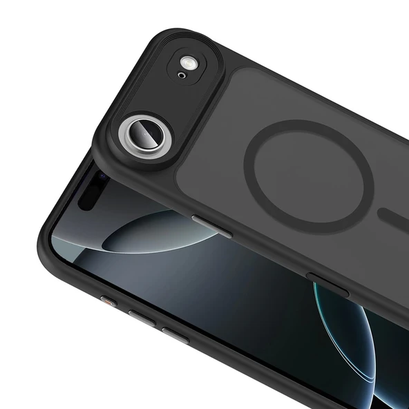 Apple iPhone 17 Air Kılıf Mat Arka Yüzey Wireless Şarj Özellikli Zore Flet M-safe Kapak - Resim 6