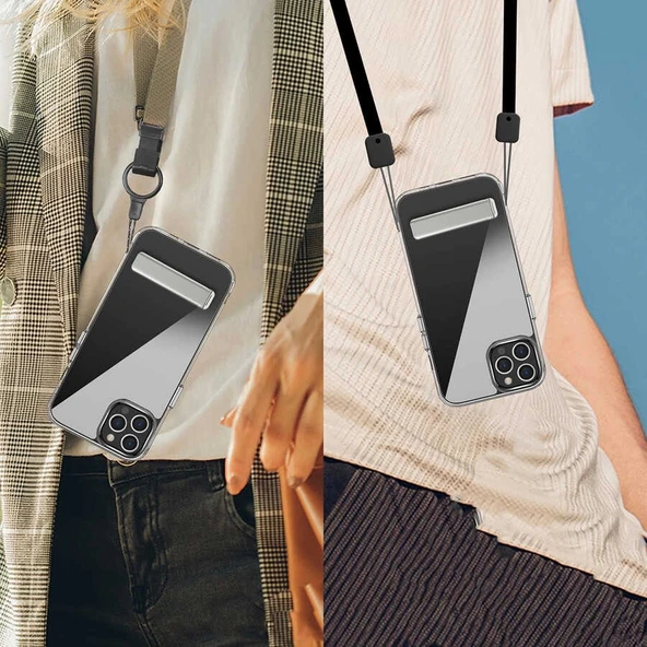 Apple iPhone 14 Pro Kılıf Standlı Şeffaf Silikon Zore L-Stand Kapak - 7