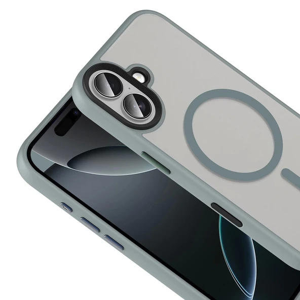 Apple iPhone 17 Kılıf Mat Arka Yüzey Wireless Şarj Özellikli Zore Flet M-safe Kapak - Resim 3