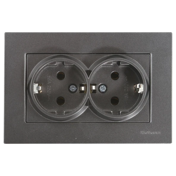 RİTA FÜME ÇERÇEVELİ İKİLİ TOPRAKLI PRİZ ürün görseli 1