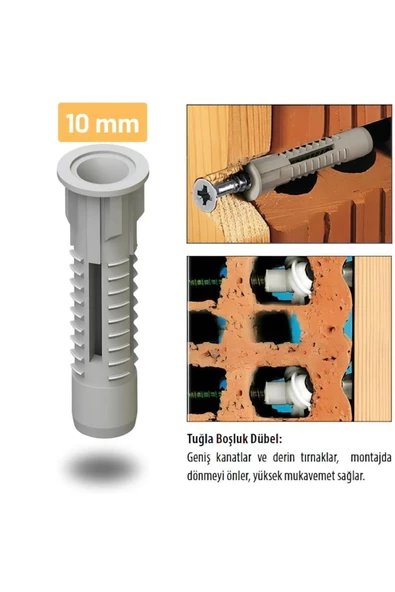 BOLTER 12Mm Tuğla Boşluk Dübeli 50 Adet - Resim 3