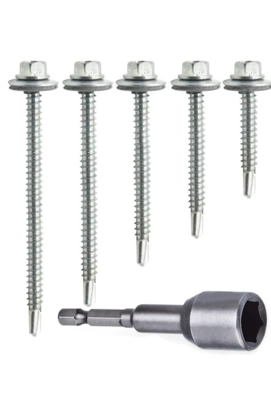 Selectron 100 Adet 5,5x25 Mm Çatı Vidası Matkap Uçlu Trapez Sac Vidası Akıllı Vida ürün görseli 1