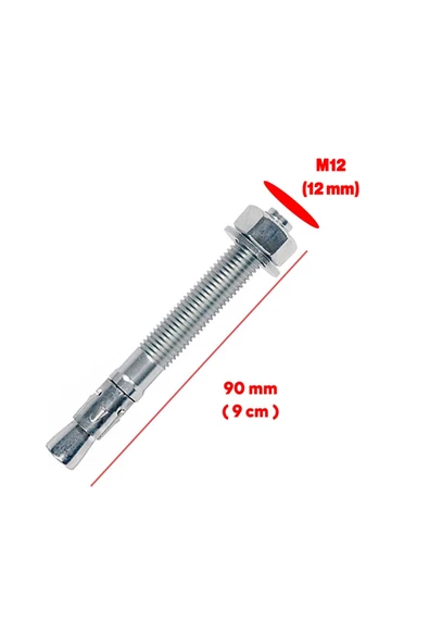 BOLTER Saplamalı Klipsli Çelik Dübel M12x90 Mm Raf Montaj Bağlantı Zemin Tavan Beton Asma Aparat 1 Ad - 2