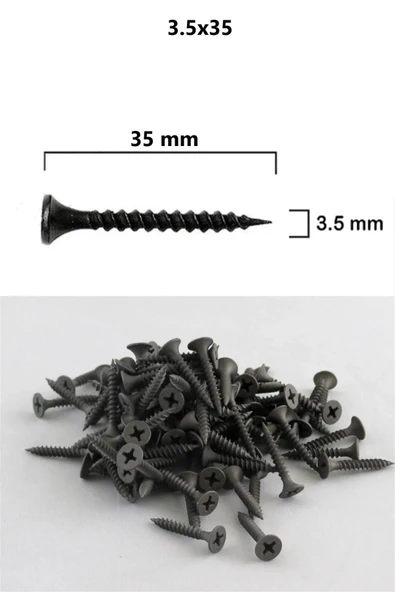 BOLTER Alçıpan Vida Seti – 3,5 mm Çap / 25-35-45 mm Boy – 6 Çeşit – Toplam 300 Adet - Resim 4