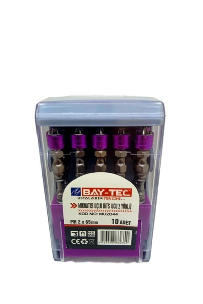 Baytec Bay-tec Mu2044 Mıknatıs Uçlu Bits Ucu 2 Yönlü Ph2x65mm 10 Adet ürün görseli 1