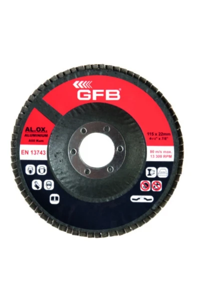 GFB ALÜMİNYUM FLAP DİSK ZIMPARA 115x100 KUM-KIRMIZI (10 Adet) ürün görseli 1