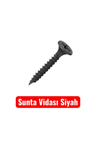 BOLTER 3,5x35 Sunta Mdf Ağaç Menteşe Ray Montaj Vidası Siyah (50 Adet) ürün görseli 1