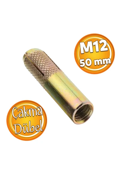 BOLTER Çakma Çelik Dübel İç Dişli M12x50 mm Raf İskele Montaj Bağlantı Monte Asma Aparatı 8 Adet ürün görseli 1