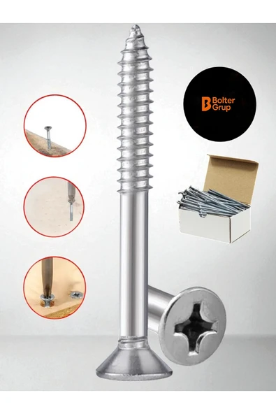 BOLTER Ağaç Ve Sunta Vidası 4,0X70 Mm Yhb Sunta Vidası 4x70 Mm 100 Adet ürün görseli 1