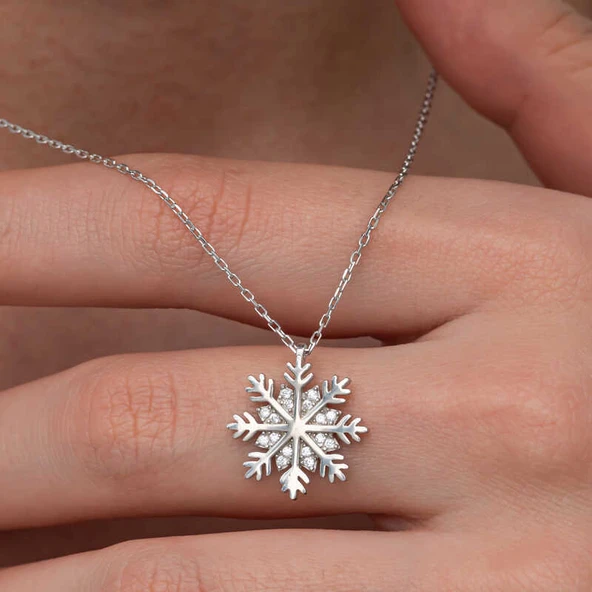 Gümüş Kar Tanesi Kadın Kolye - Resim 2