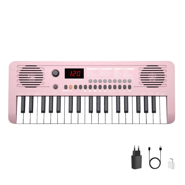 Jwin Sapphire MK-1537 37 Tuş Hassasiyetli Org (Adaptör Hediye) - Pembe - 1