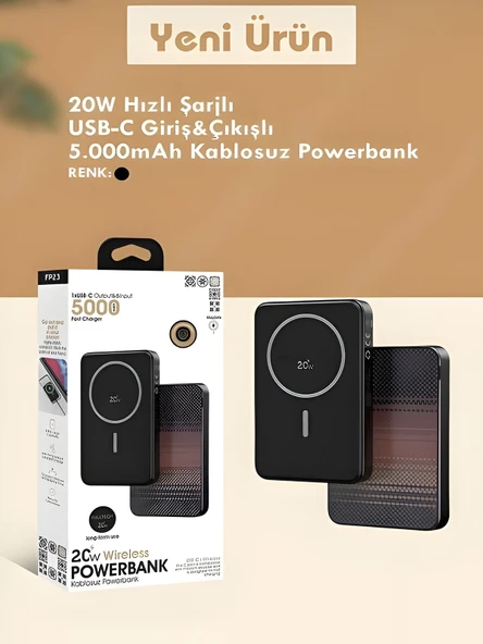 20W Hızlı Şarj Magsafe Powerbank 5000mAh Taşınabilir Şarj Cihazı Type-C Giriş/Çıkış - Resim 7