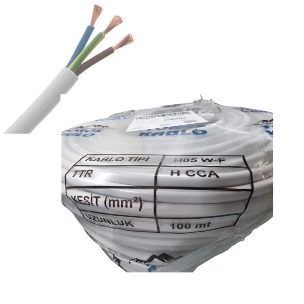 Toros Kablo Ttr 3 X 2.5mm Cca Kablo H05 W-f 100 Metre Beyaz - 2