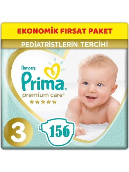 Prima Premium Care 3 Numara Midi 156'lı Bebek Bezi ürün görseli