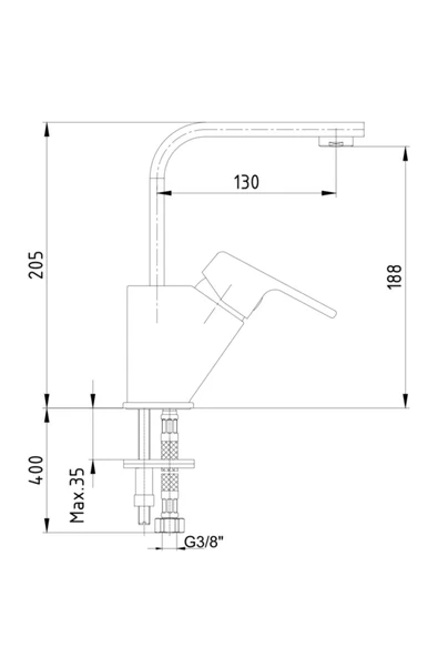 AR Lunetta 102188108 Lavabo Bataryası - Resim 3