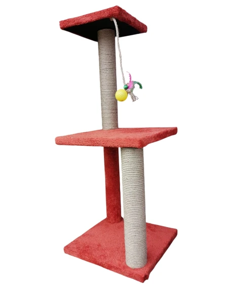 KEDİ TIRMALAMA TAHTASI 82.CM ÜÇ KATLI RENK TABA - 3