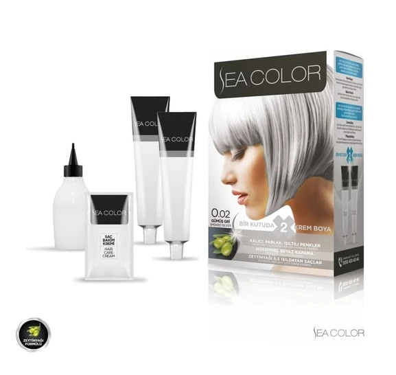 Sea Color 0.02 Gümüş Gri Set Saç Boyası - Resim 2
