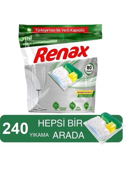 Renax Bulaşık Makinesi Kapsülü Hepsi Bir Arada 240 Lı Tablet ürün görseli