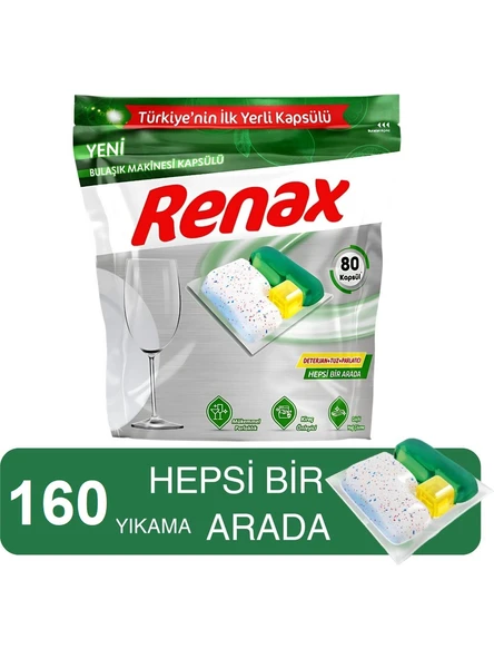 Renax Bulaşık Makinesi Kapsülü Hepsi Bir Arada 160 Lı Tablet ürün görseli