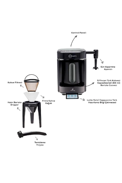 Karaca Hatır Barista Cappuccino, Latte Ve Türk Kahve Makinesi Antrasit - 6