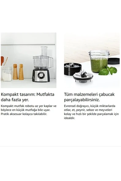 Bosch 50 Fonksiyonlu Hamur Yoğurma Smoothie Rende Öğütücü Doğrayıcı MultiTalent kompakt mutfak robotu - 4