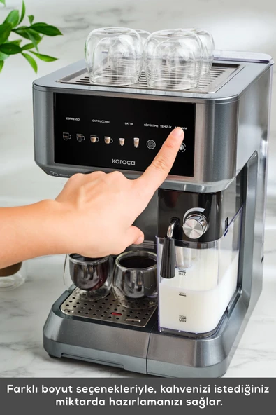 Karaca MyCaffe Barista S10 Entegre Süt Hazneli Otomatik Espresso Latte ve Cappuccino Mak. GalaxyGrey - 7