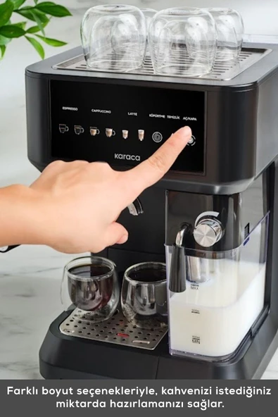 Karaca MyCaffe Barista S10 Entegre Süt Hazneli Otomatik Espresso Latte ve Cappuccino Mak. MatteBlack - 6