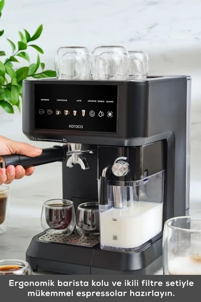 Karaca MyCaffe Barista S10 Entegre Süt Hazneli Otomatik Espresso Latte ve Cappuccino Mak. MatteBlack - 7