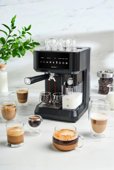 Karaca MyCaffe Barista S10 Entegre Süt Hazneli Otomatik Espresso Latte ve Cappuccino Mak. MatteBlack
