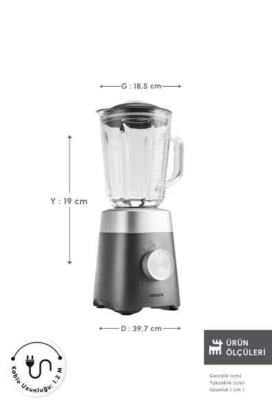 Karaca Multiblend Smoothie Blender Gri 1000w - 2