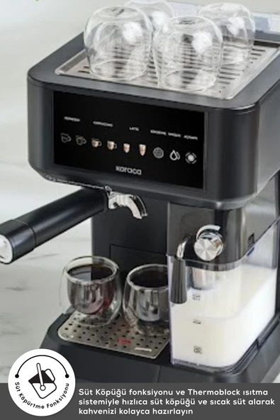 Karaca MyCaffe Barista S10 Entegre Süt Hazneli Otomatik Espresso Latte ve Cappuccino Mak. MatteBlack - 8