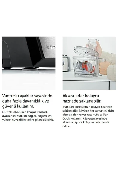 Bosch 50 Fonksiyonlu Hamur Yoğurma Smoothie Rende Öğütücü Doğrayıcı MultiTalent kompakt mutfak robotu - 3