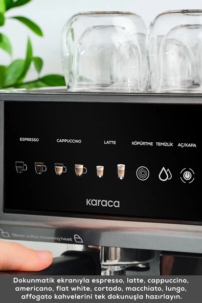 Karaca MyCaffe Barista S10 Entegre Süt Hazneli Otomatik Espresso Latte ve Cappuccino Mak. GalaxyGrey - 5