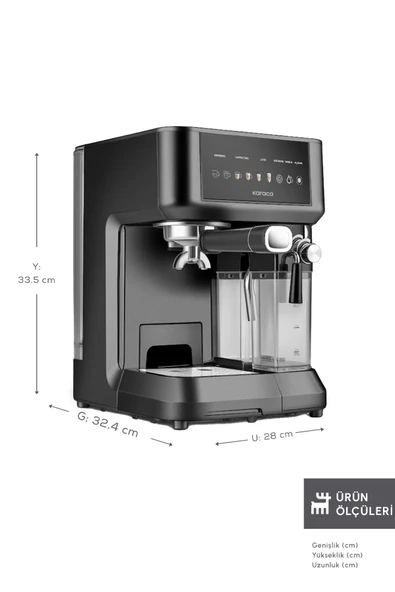 Karaca MyCaffe Barista S10 Entegre Süt Hazneli Otomatik Espresso Latte ve Cappuccino Mak. MatteBlack - 2