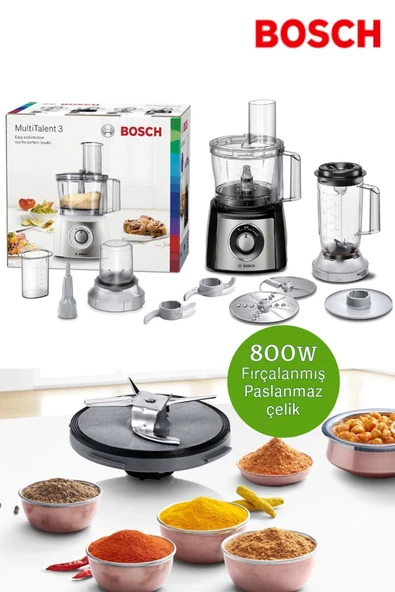 Bosch 50 Fonksiyonlu Hamur Yoğurma Smoothie Rende Öğütücü Doğrayıcı MultiTalent kompakt mutfak robotu